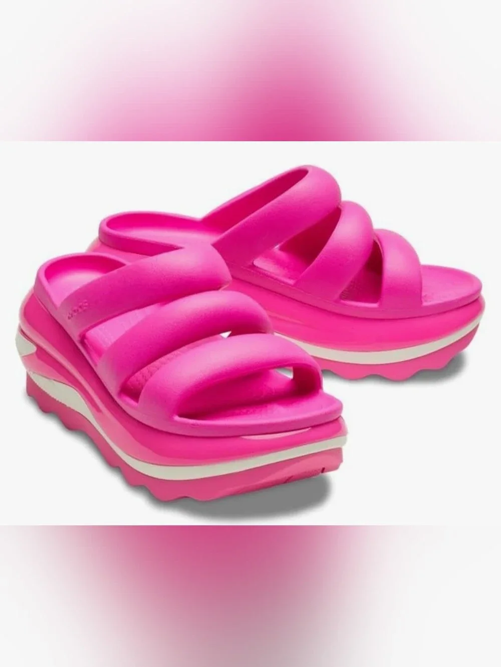 💗 Crocs MEGA CRUSH Triple Band Slide Sandals - Pink Crush NWOT - Picture 5 of 14